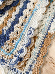 Handmade Crochet Pram Blanket Blues and Browns