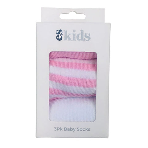 3pk Pink Newborn socks
